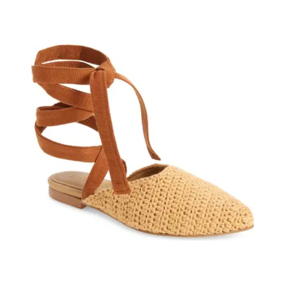 Shekudo Porto Novo Ankle Wrap Woven Mules Sz 40, 9.5 US
